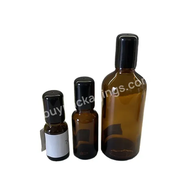 Amber Glass Roll On Bottle Black Screw Lid Essential Oil Roll On Glass Bottle 15g 30g 50g