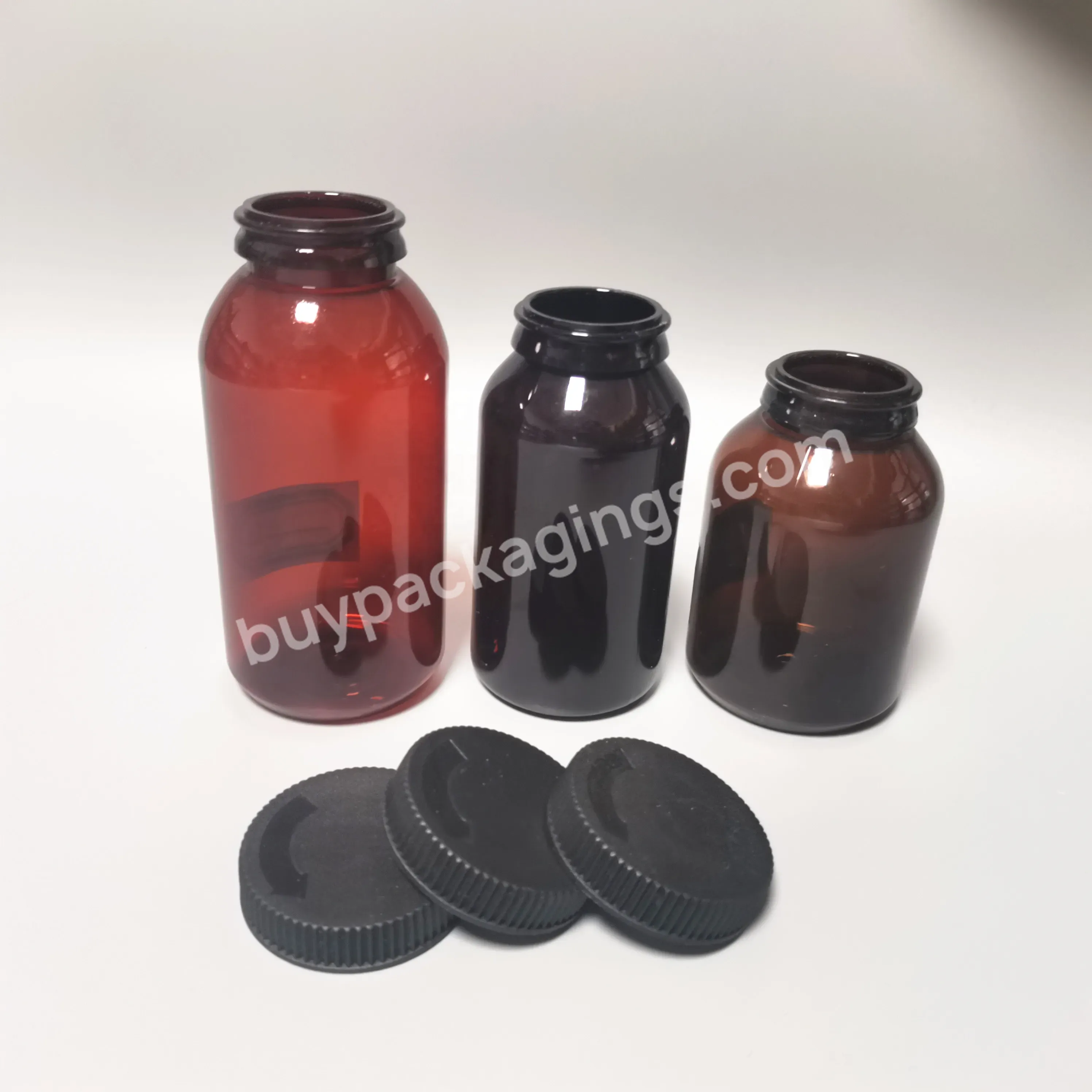 Amber Pill Pharmacy Pet Bottle For Capsules 50ml 100ml 200ml With Pull Ring Lid Tear Off Cap Medicine Plastic Bottle For Vitamin