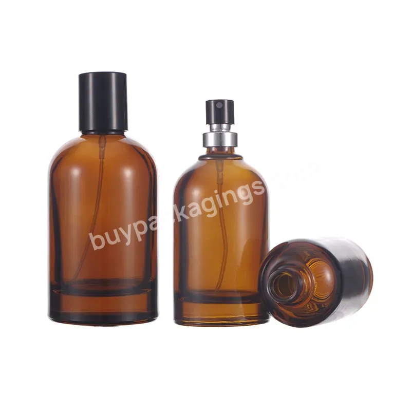 Amber Refillable Clear Empty 50ml 30ml Fragrance Round Luxury Wholesale 100ml Spray Glass Perfume Bottle