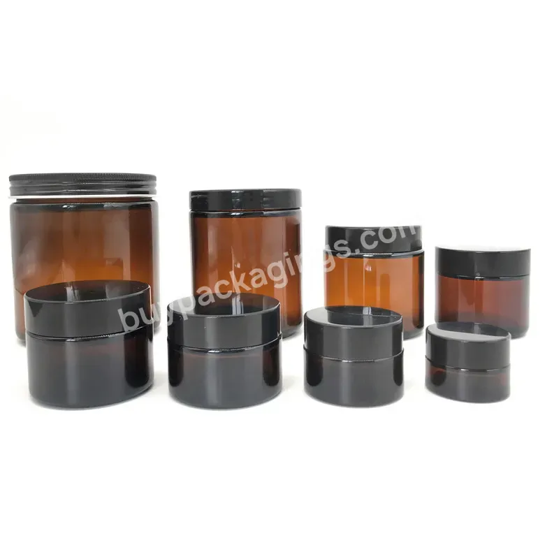 Amber Wide Mouth Glass Storage Jar With Lid For Candle Cosmetic Packaging 5ml 15ml 30ml 50ml 60ml 100ml 270ml 500ml