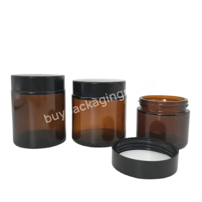 Amber Wide Mouth Glass Storage Jar With Lid For Candle Cosmetic Packaging 5ml 15ml 30ml 50ml 60ml 100ml 270ml 500ml