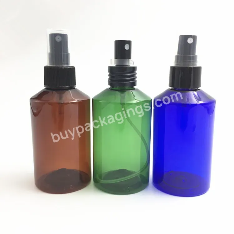 Amber/blue/green Color 100ml Cosmetic Pet Plastic Spray Bottle / Empty Amber Mist Spray Pump Bottles