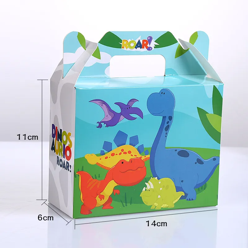 Animal Theme Birthday Baby Shower Party Supplies Candy Dinosaur Roar Favor Small Paper Gable Box