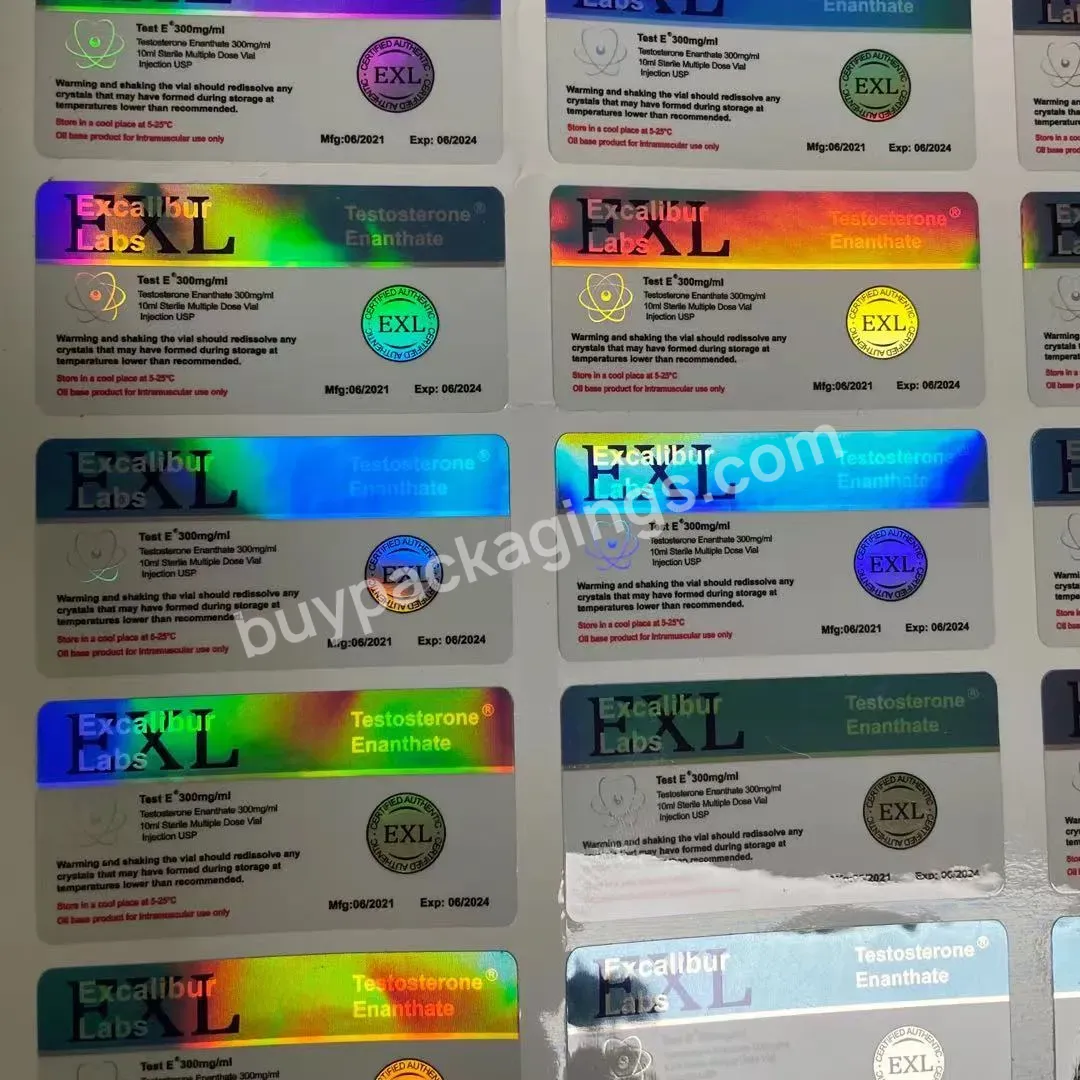 Anti Fake Laser Holographic 10ml Vial Labels For Steroid Pharmacy Medication Bottles