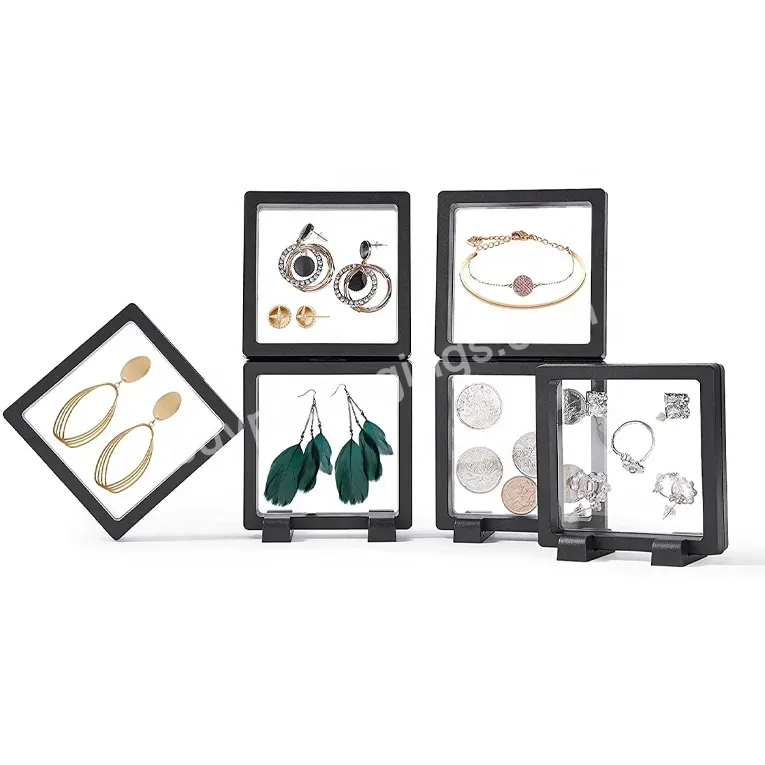Anti Tarnish Gray Pe Film 3d Floating Frame Display Stand Holder Jewelry Earring Medallion Storage Travel Plastic Box Packaging