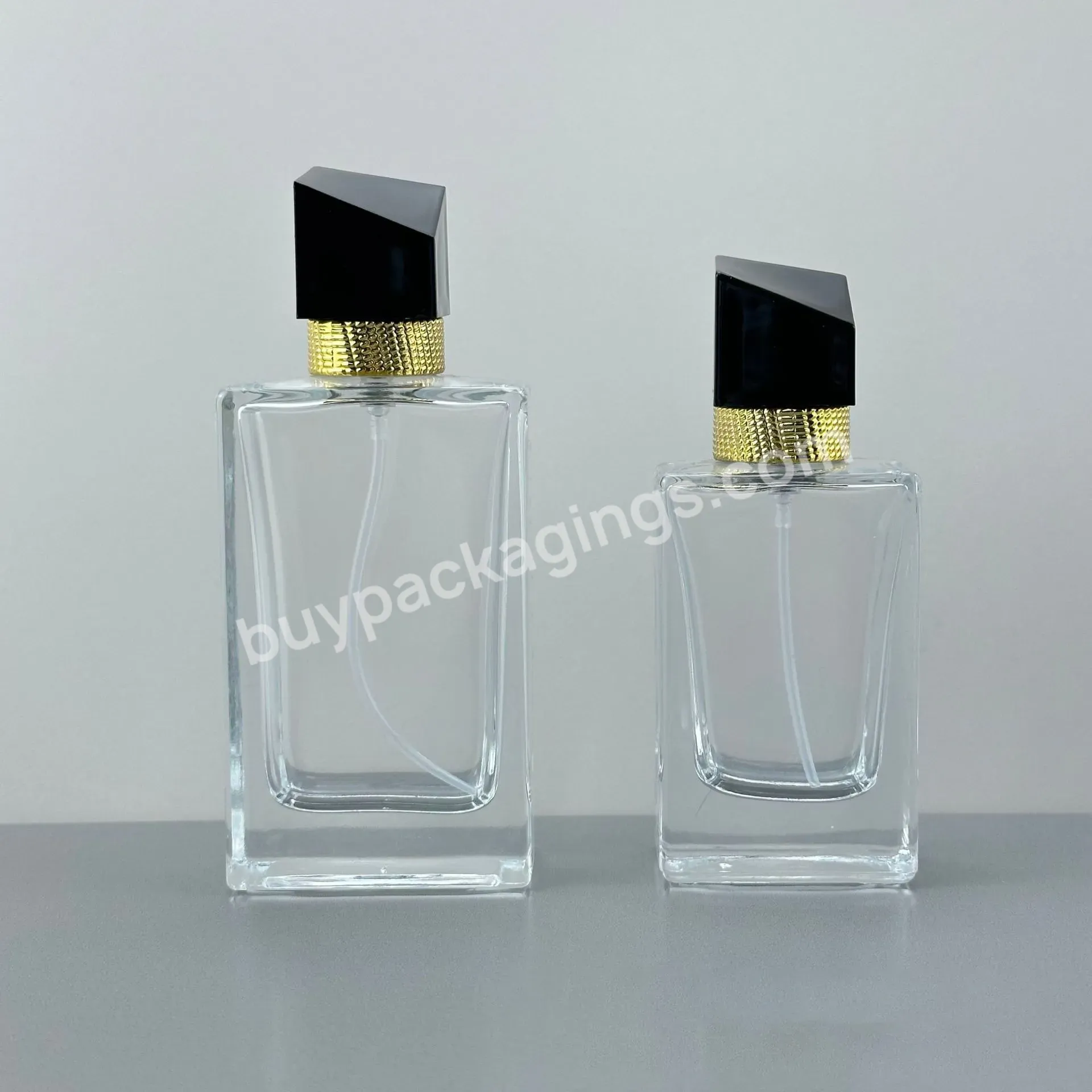 Arabic Square Perfume Bottle Empty Clear Perfume Glass Bottle 30ml 50ml Perfume Spray Bottle