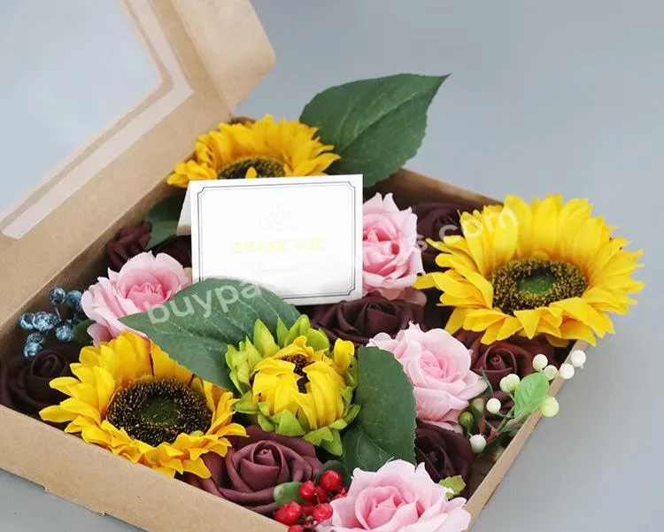 Artificial Roses & Sunflower Mix Flower Box DIY Foam Flower Bouquets