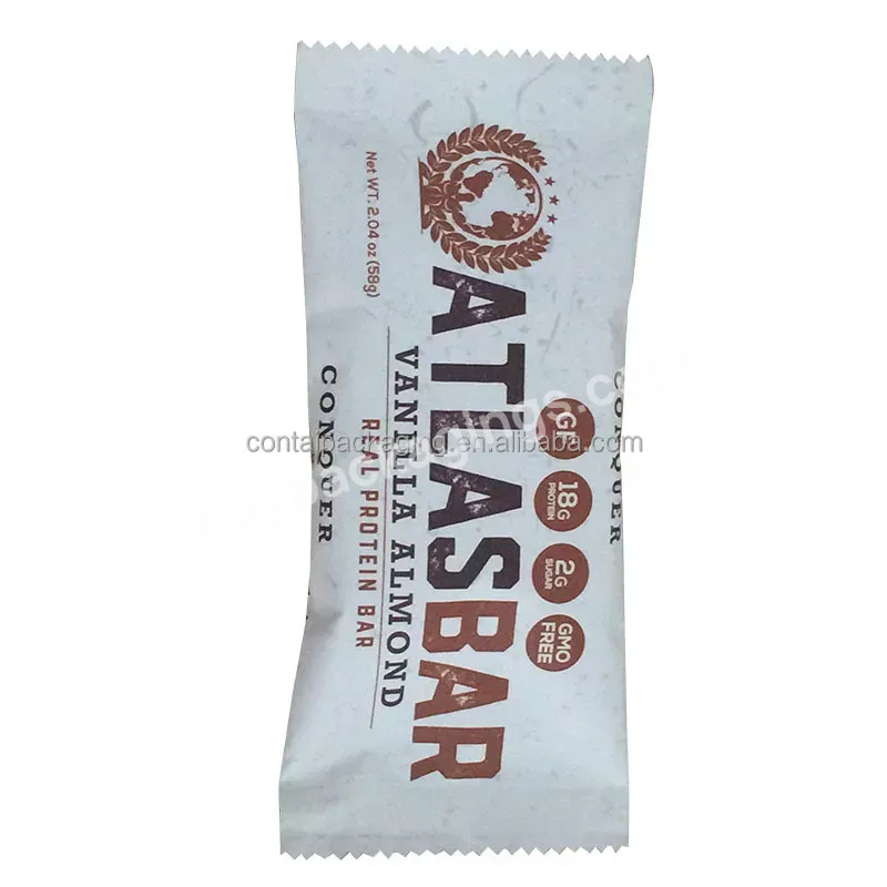 Atlas Protein Bar Bags Matte Sawtooth Easy Open Custom Printing Logo Aluminum Foil Chocolate Wrapper