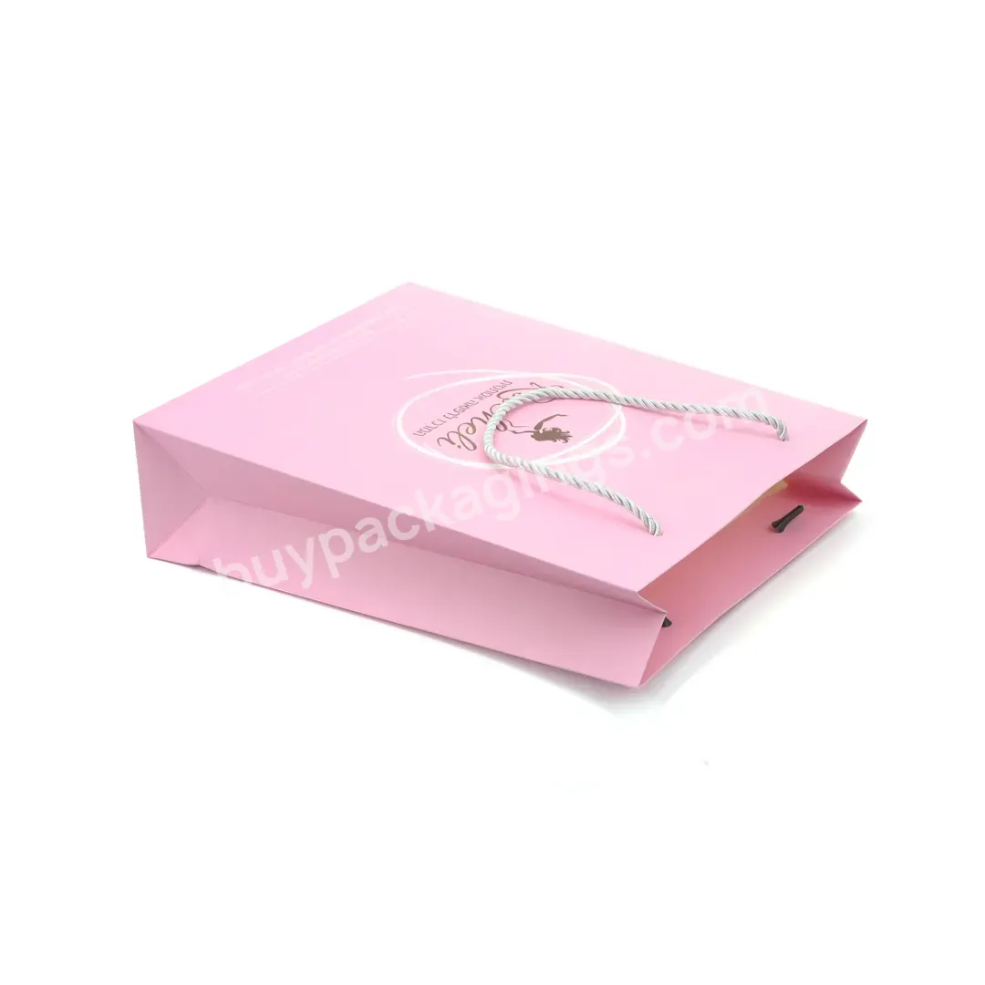 Automatic Paper Bag Printed Personalized Pink Matte Laminated Retail Shopping Paper Bag With Logos