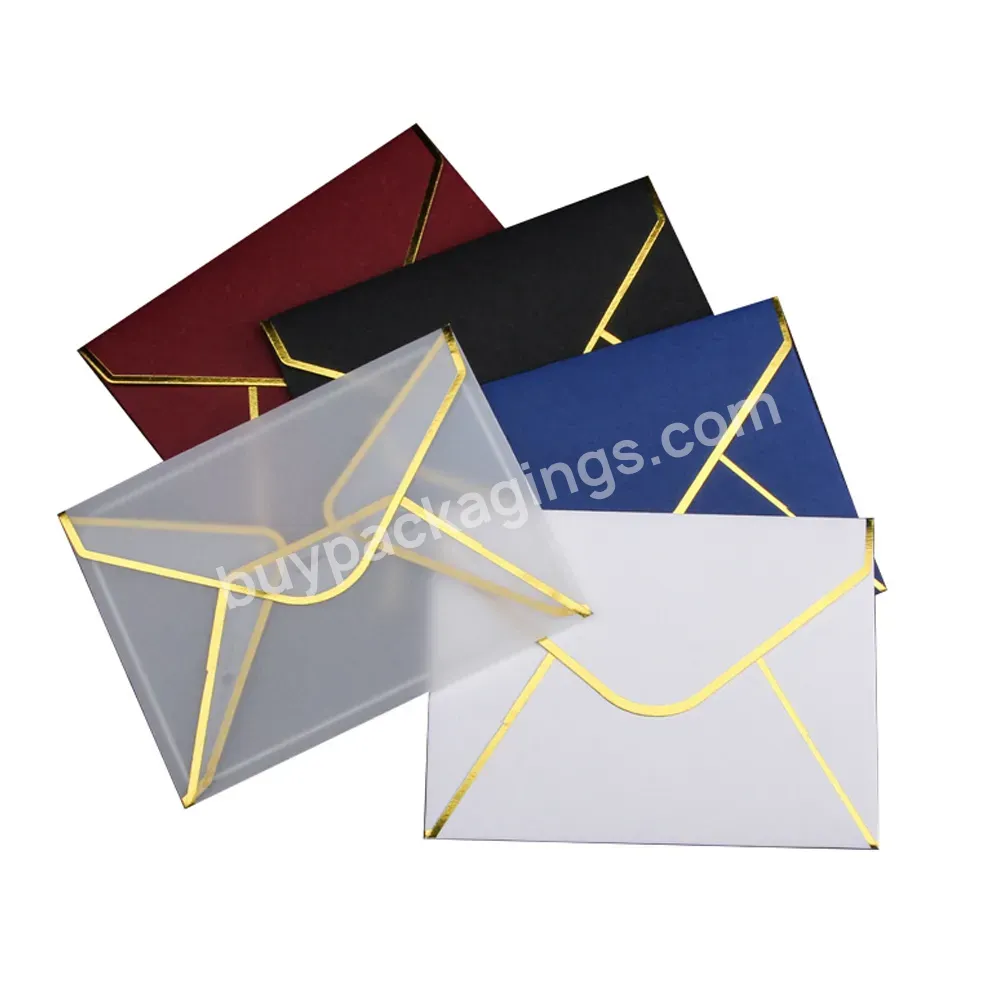 Baby Shower Graduation Birthday Self Adhesive Fancy Envelope For Wedding Gift Cards V Flap Paper Envelopes With Gold Border