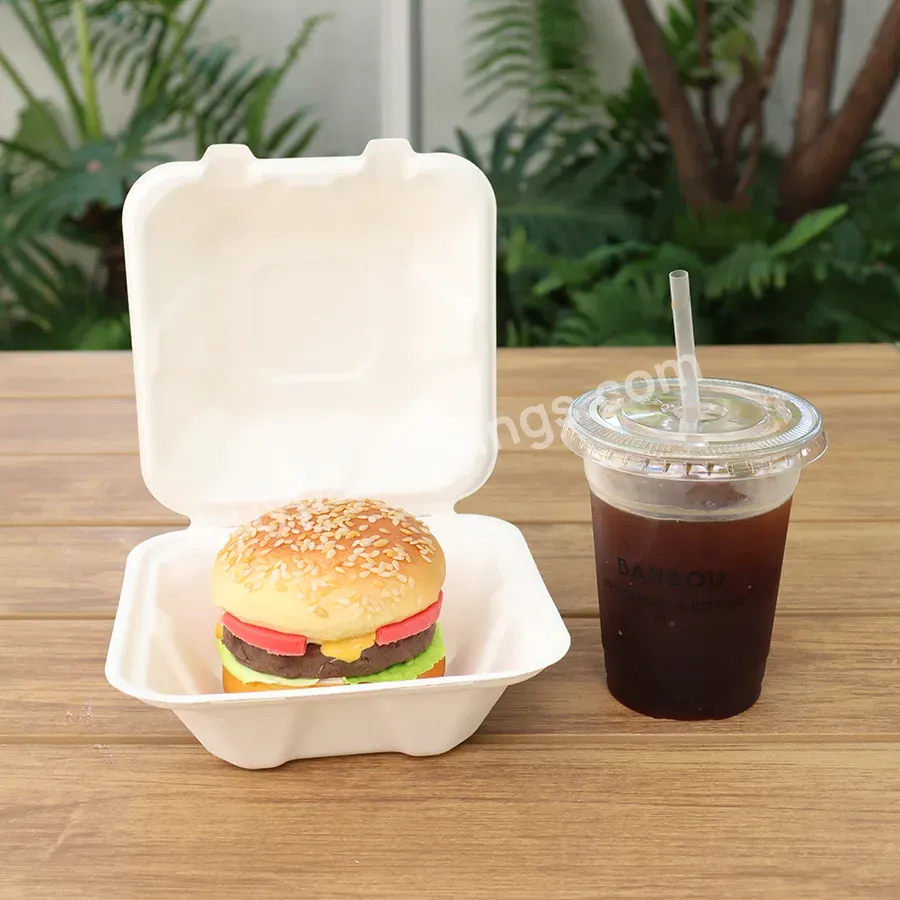 Bagasse Burger Box Disposable Degradable Burger Box Takeaway Delivery Bagasse Packaging