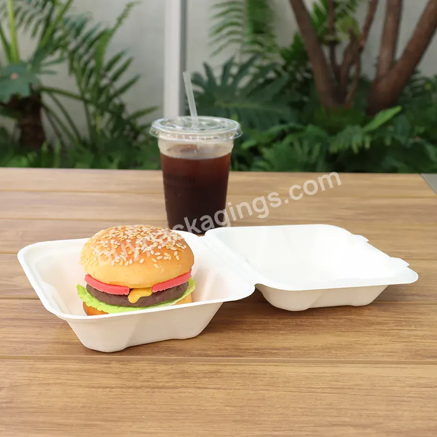 Bagasse Burger Box Disposable Degradable Burger Box Takeaway Delivery Bagasse Packaging