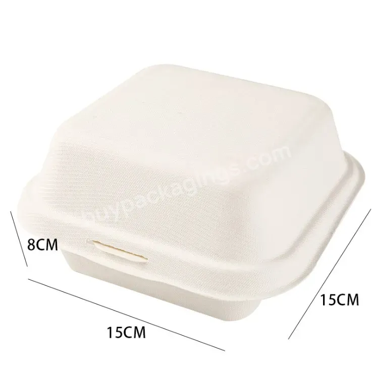 Bagasse Burger Box With Lid Bagasse Cakes Food Packaging Takeout Bento Lunch Box