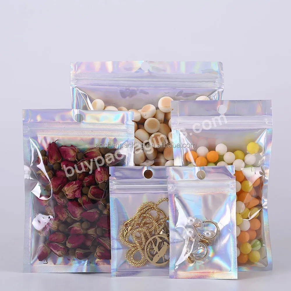 Bags Packaging Plastic,Holographic Ziplock Bags,Jewelry Pouch Holographic