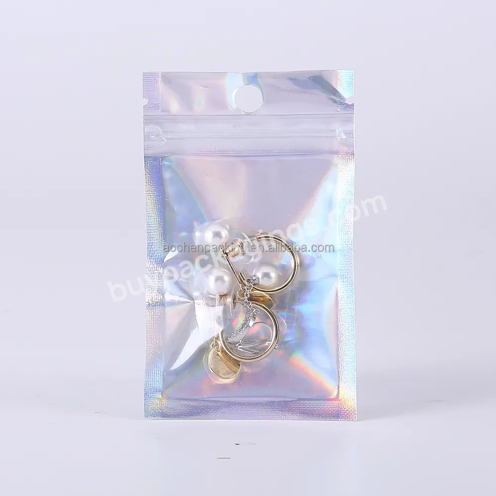 Bags Packaging Plastic,Holographic Ziplock Bags,Jewelry Pouch Holographic