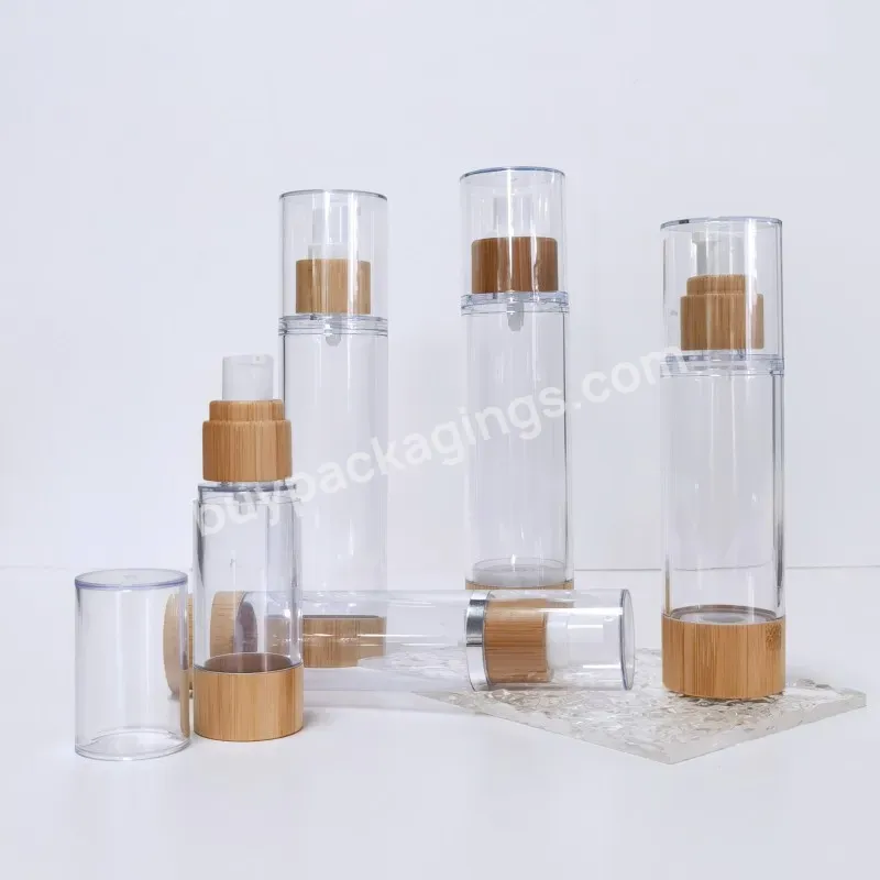 Bamboo Airless Cosmetic Bottles Lotion 30ml 50ml 100ml For Skincare Face Cream Serum Bottle