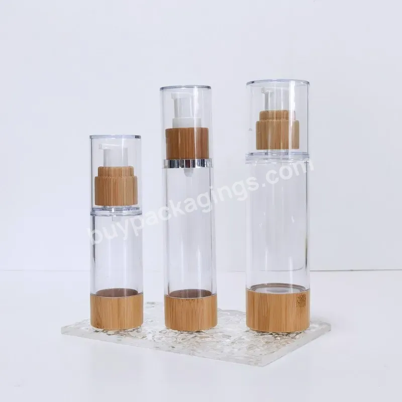 Bamboo Airless Cosmetic Bottles Lotion 30ml 50ml 100ml For Skincare Face Cream Serum Bottle