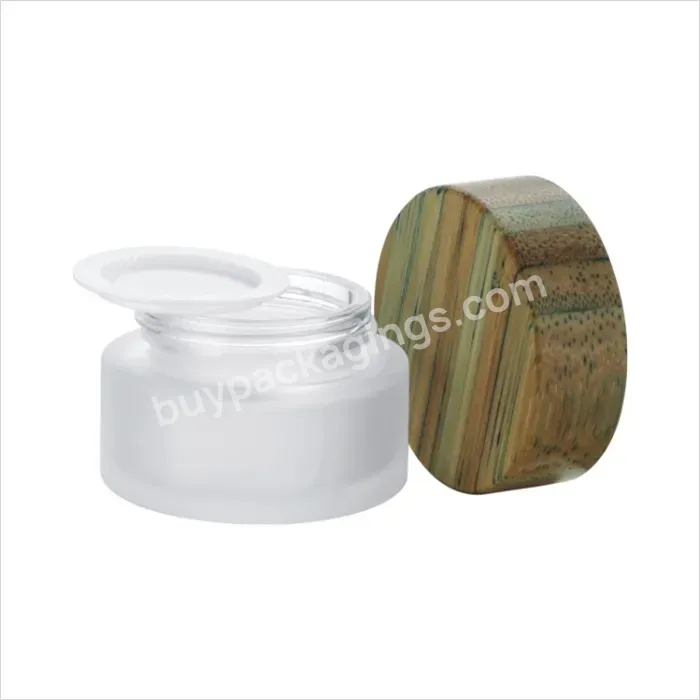 Bamboo Cap Glass Jar Eco-friendly Cosmetic Container For Skincare Cream 15/30/50/100g