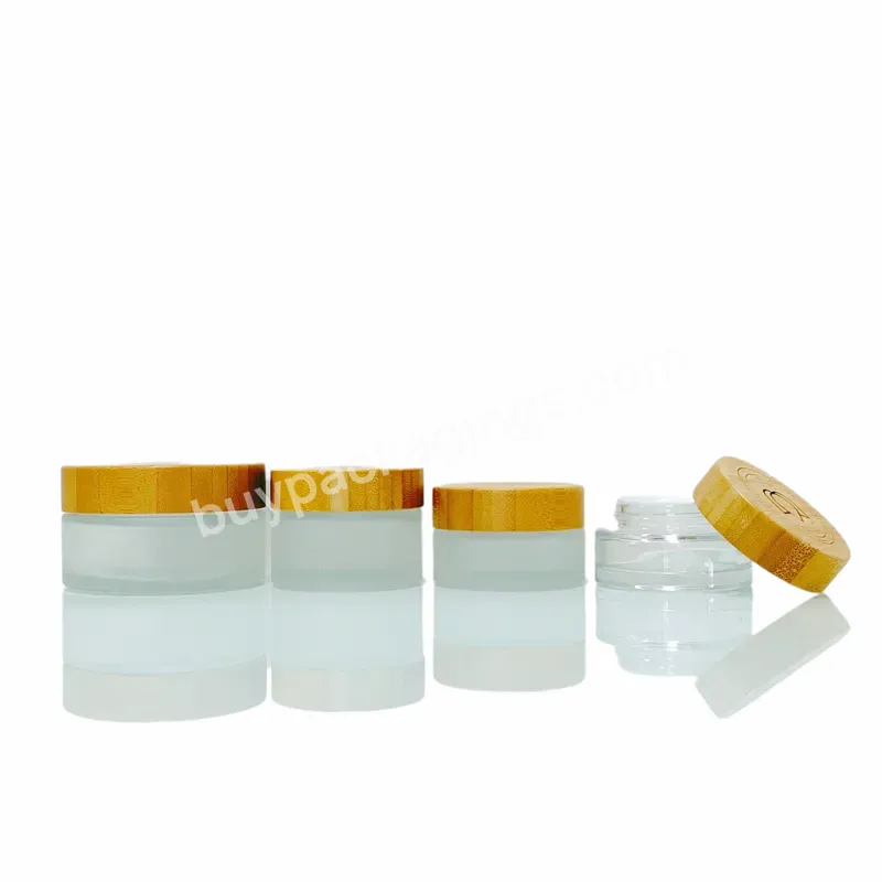 Bamboo Cosmetic Glass Jar Hot Sale Cosmetic Glass Jar Frosted Clear 50g 100g Glass Cream Jar With Bamboo Lids - Buy Glass Cream Jar With Bamboo Lids,Frosted Glass Bamboo Lid Jar,Cosmetic Glass Jar Frosted.