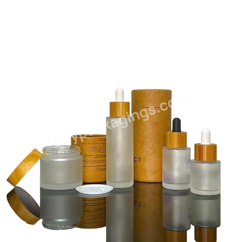 Bamboo Cosmetic Packaging 30ml 50ml 100ml 120ml 150ml Cosmetic Glass Bottles And Jars With Bamboo Spray Lotion Lid