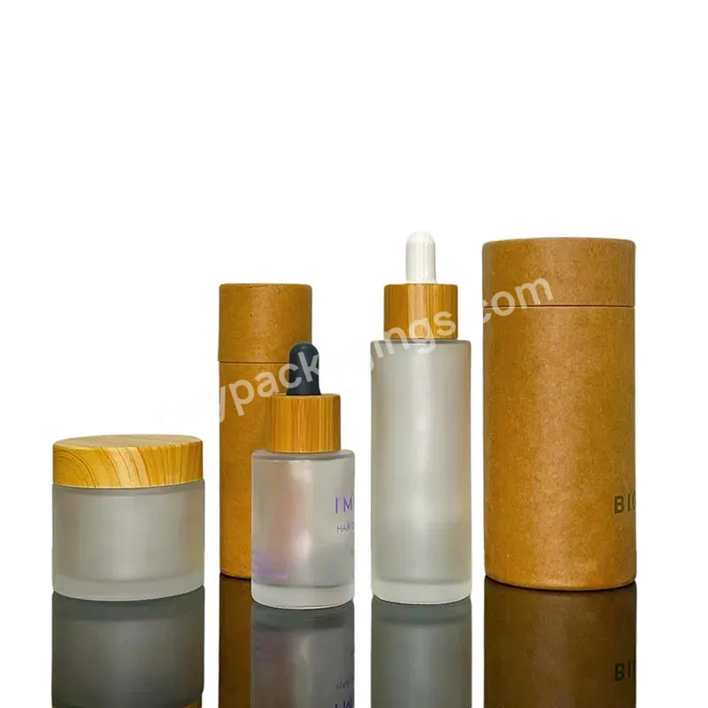 Bamboo Cosmetic Packaging 30ml 50ml 100ml 120ml 150ml Cosmetic Glass Bottles And Jars With Bamboo Spray Lotion Lid