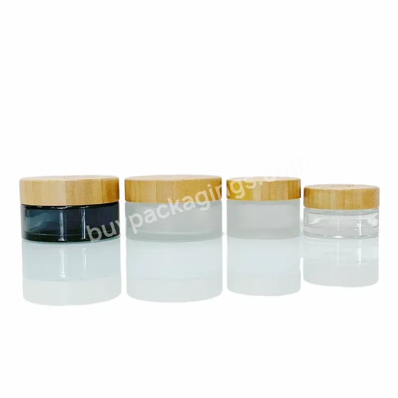 Bamboo Glass Cream Jar 5g 15g 30g 50g 100g 200g Cosmetic Bamboo Lid Glass Jar,50g Face Cream Frost Glass Jar With Bamboo Lid