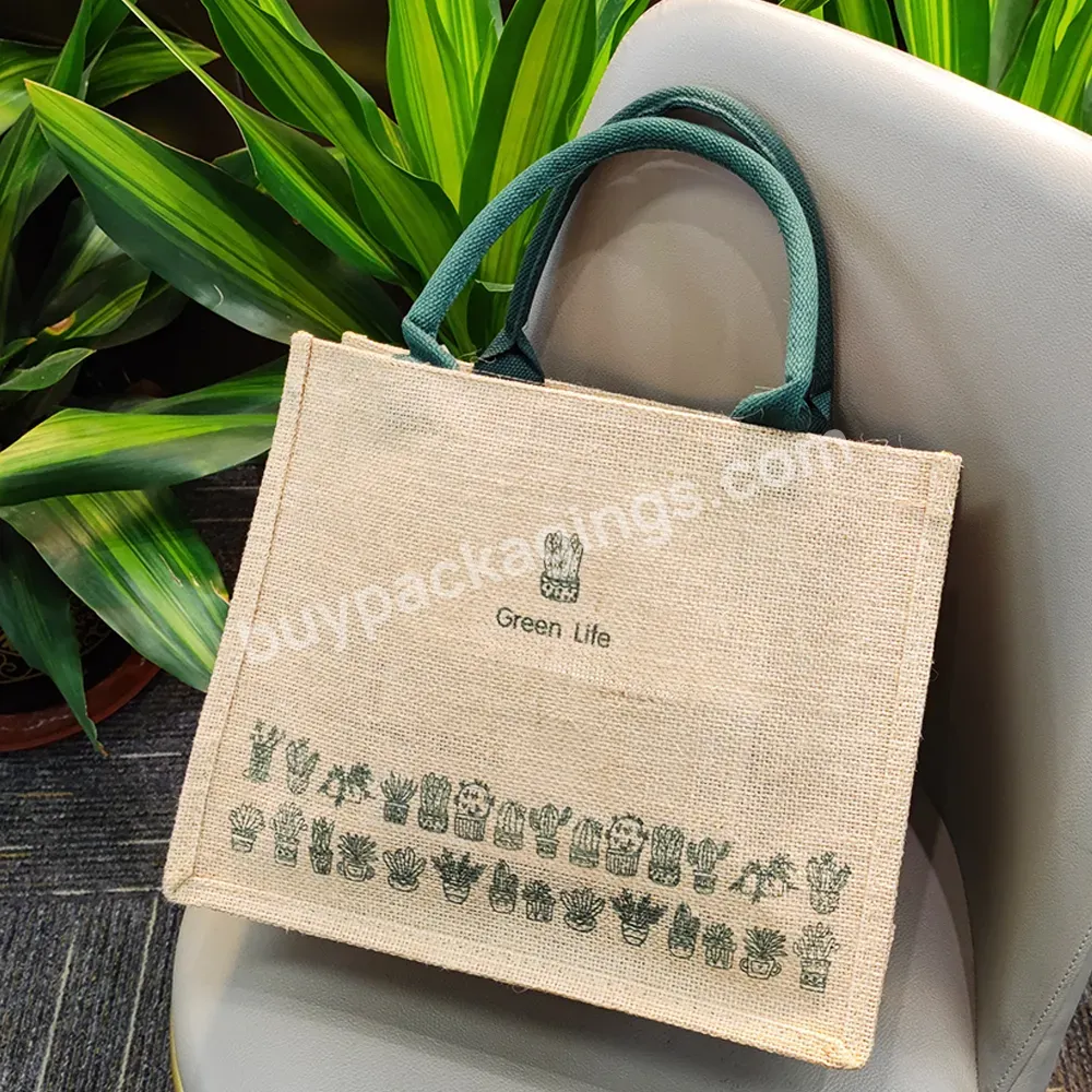 Bangladesh Reusable Hand Shopping Souvenir Beach Bag Burlap Tote Bags Green Black Grey Burlap Jute Ladies Shop Bag For Gifts