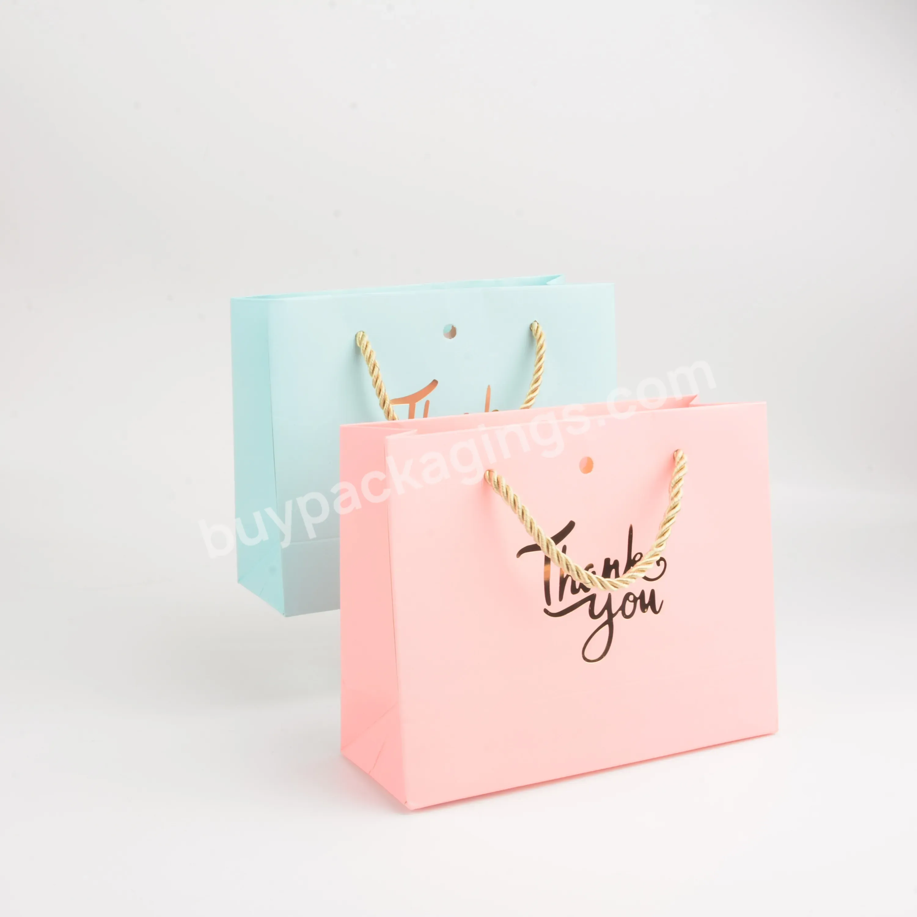 Beautiful Design High Quality Low Price Pink Paper Bag With Ribbon Custom Size Logo Print Modern Types Weeding Packaging Of Gift