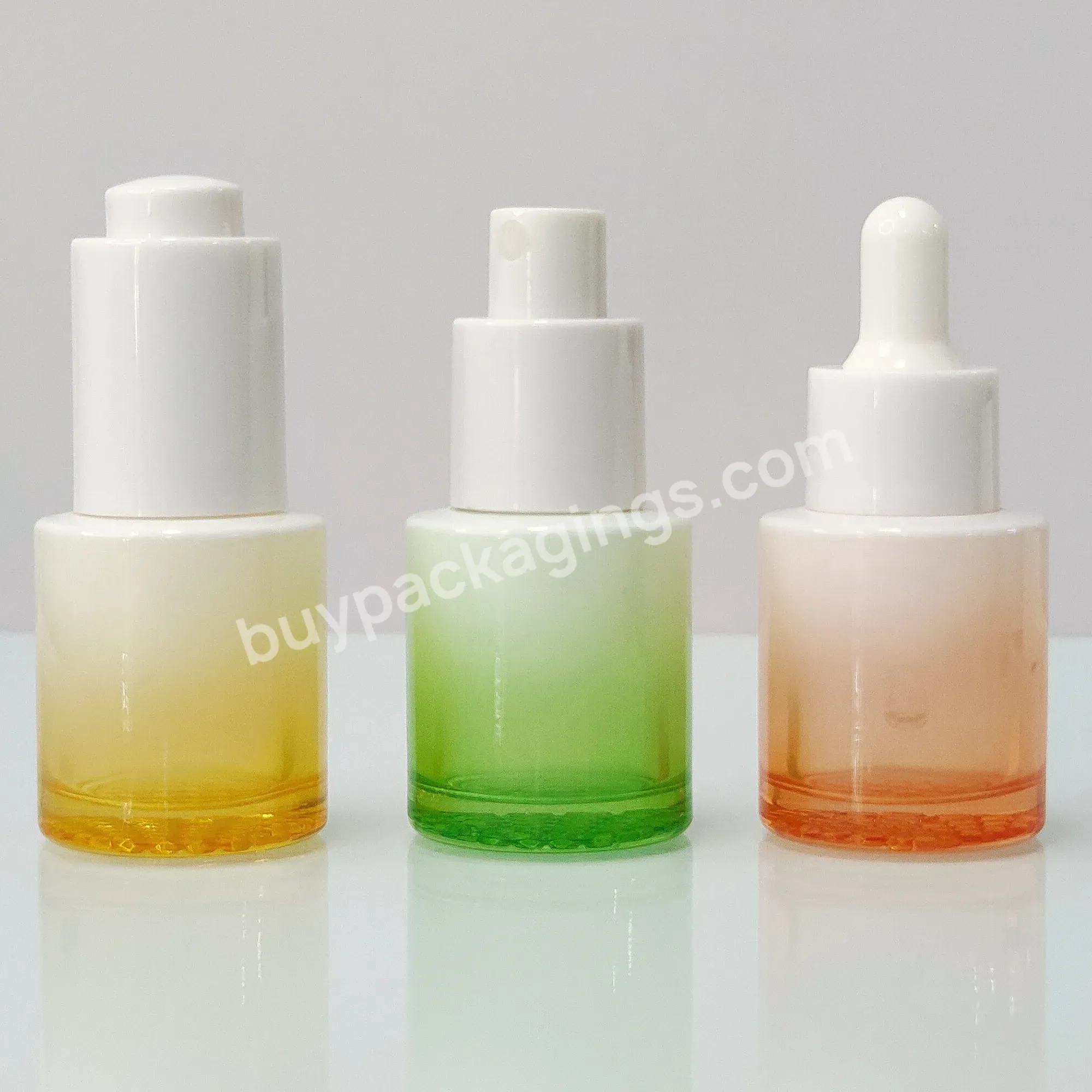 Beautiful Luxury Custom Printing Logo Whole Sale Gradient Green Orange Yellow Empty Cream Serum Glass Cosmetic Package