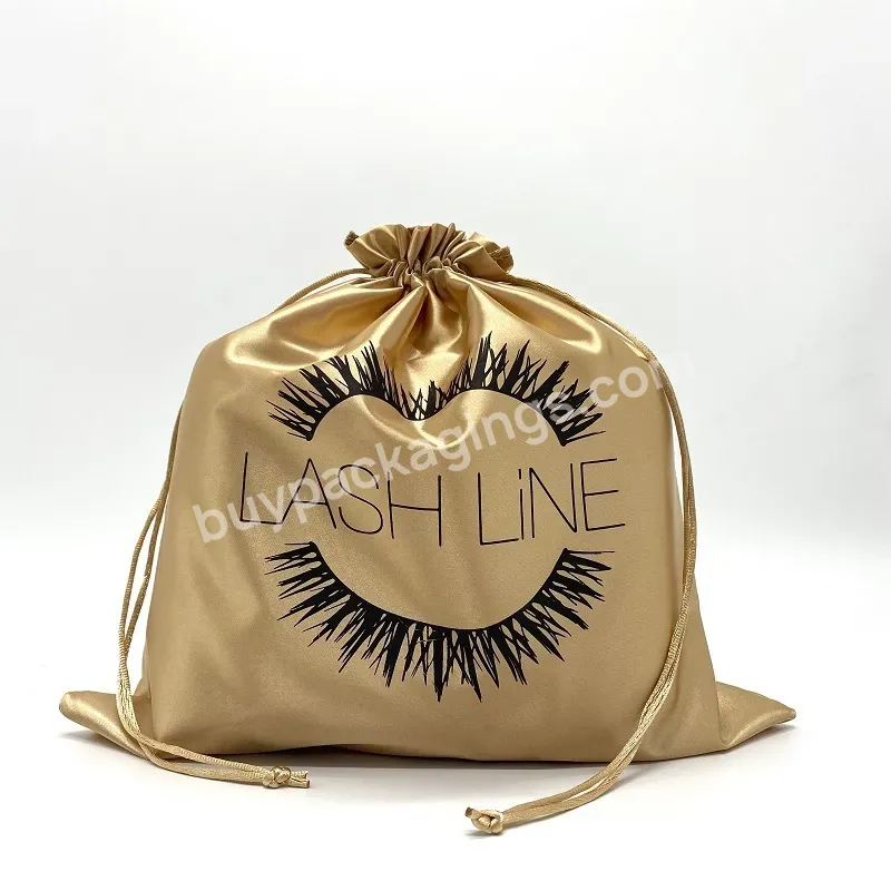 Beauty Custom Printed Logo Satin Fabric Lash Makeup Packaging Pouch Luxury Cosmetic Gift Drawstring Bag - Buy Satin Bags For Makeup,Bags For Lashes,Satin Drawstring Bag Logo Custom.