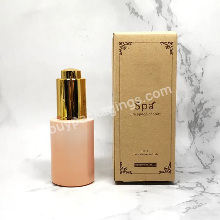 Beauty Skincare Oil Container 30ml Hair Serum Glass Packaging Bottle With Golden Push Button Pump Dropper Caps