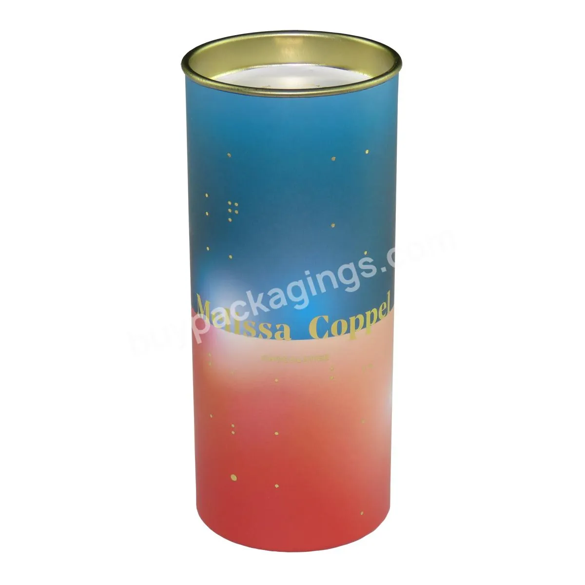 Bespoke Metal Cap Chocolate Paperboard Cylinder Round Tube With Gilding Lid