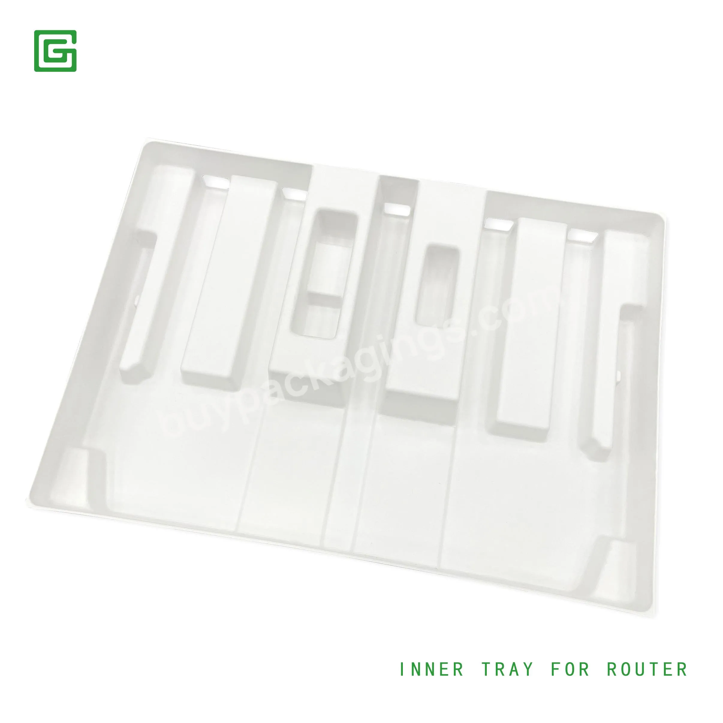 Best Custom Logo Degradable White Sugarcane Folding Paper Small Electronic Product Serving Tray Packaging