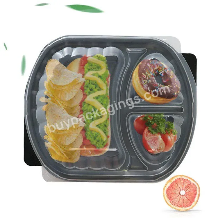 Best Price 1100ml Pp Compostable Clear 3-compartment Plastic Food Containers With Lids