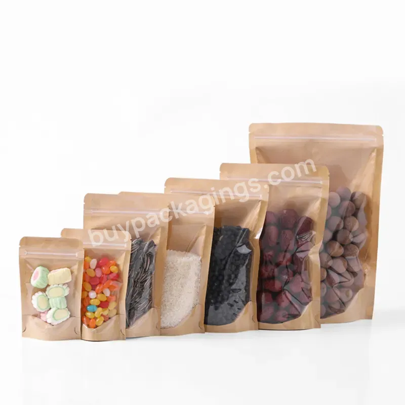 Best Quality Kraft Paper Stand Up Bag With Zipper For Food And Grain Snack Packaging