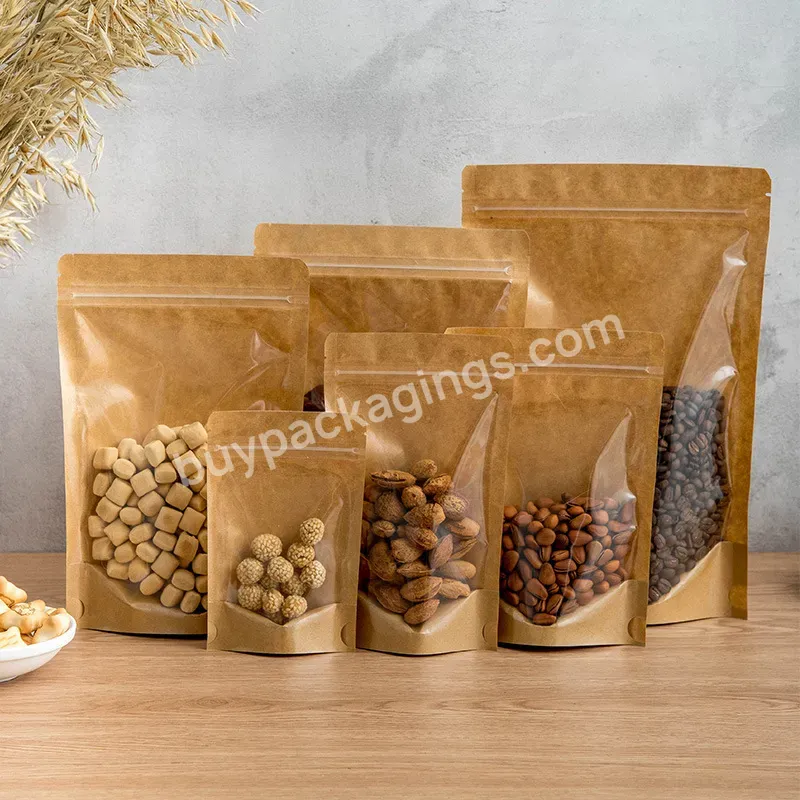 Best Quality Kraft Paper Stand Up Bag With Zipper For Food And Grain Snack Packaging