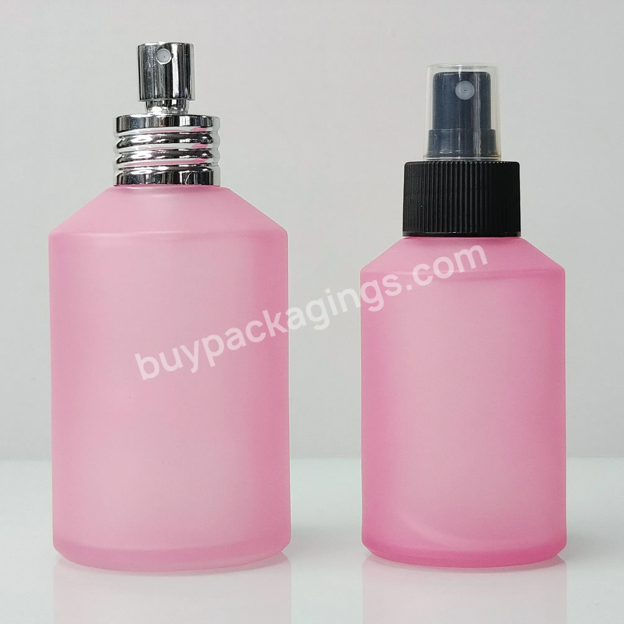 Best Quality Wholesale Frosted Pink Oblique Shoulder Bottle Perfume Serum Packaging 30ml 50ml 100ml With Sprayer