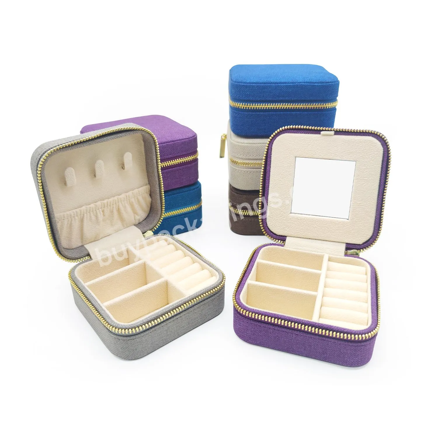 Best Sell Velvet Portable Travel Jewelry Case  Ring Earring Necklace Storage Box