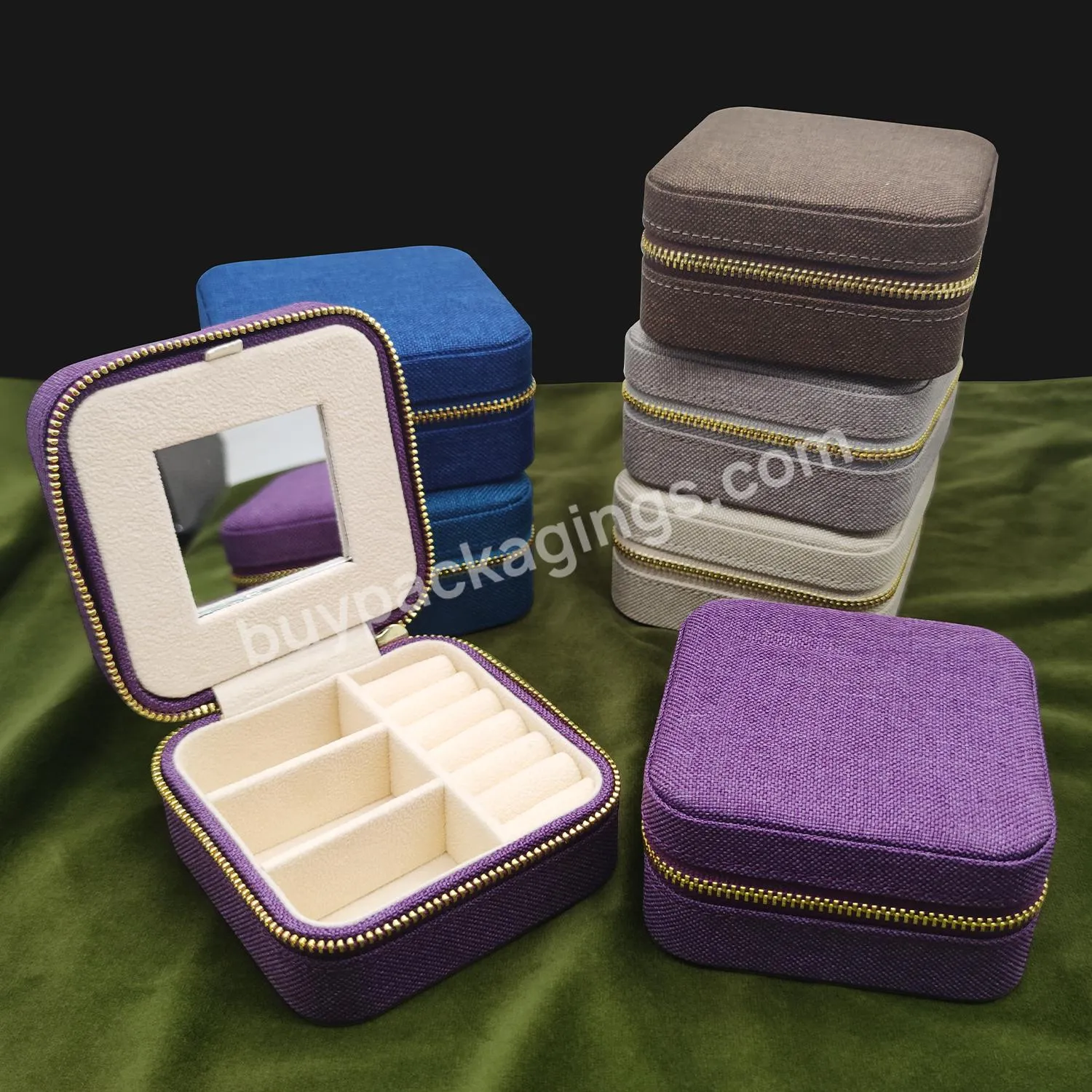 Best Sell Velvet Portable Travel Jewelry Case  Ring Earring Necklace Storage Box