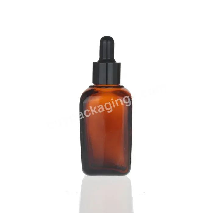 Best Selling 10ml 20ml 30ml 50ml 100ml Square Amber Oil Essential Glass Bottle With Dropper Or Pump For Cosmetic Packaging