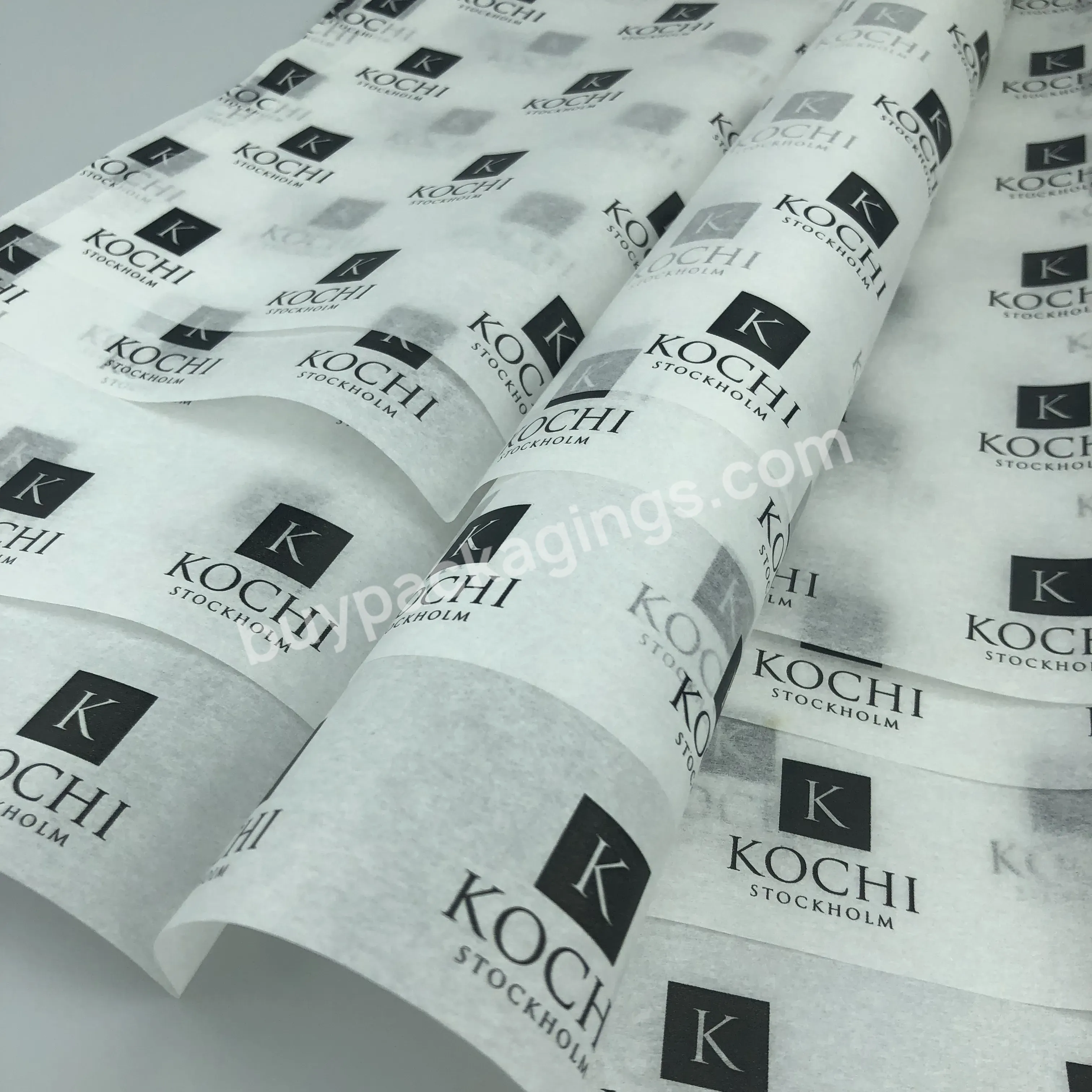 Best Selling 17gsm 75*50cm Black Logo White Tissue Wrapping Paper Malaysia