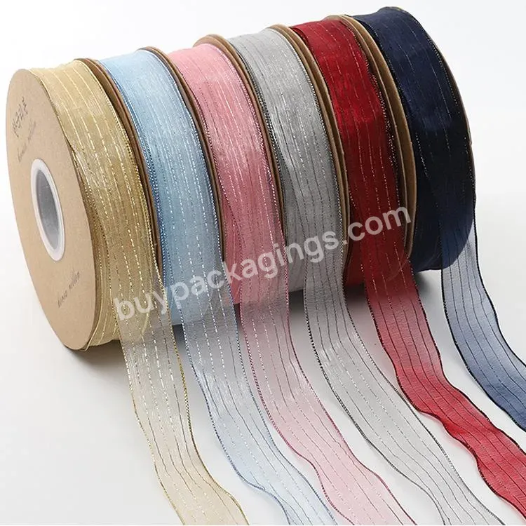 Best Selling 2.5cm*25y Gauze Fabric Ribbon Roll Wedding Party Decoration Ribbon