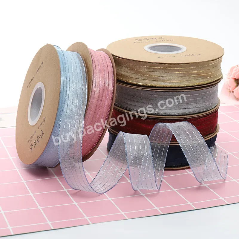 Best Selling 2.5cm*25y Gauze Fabric Ribbon Roll Wedding Party Decoration Ribbon