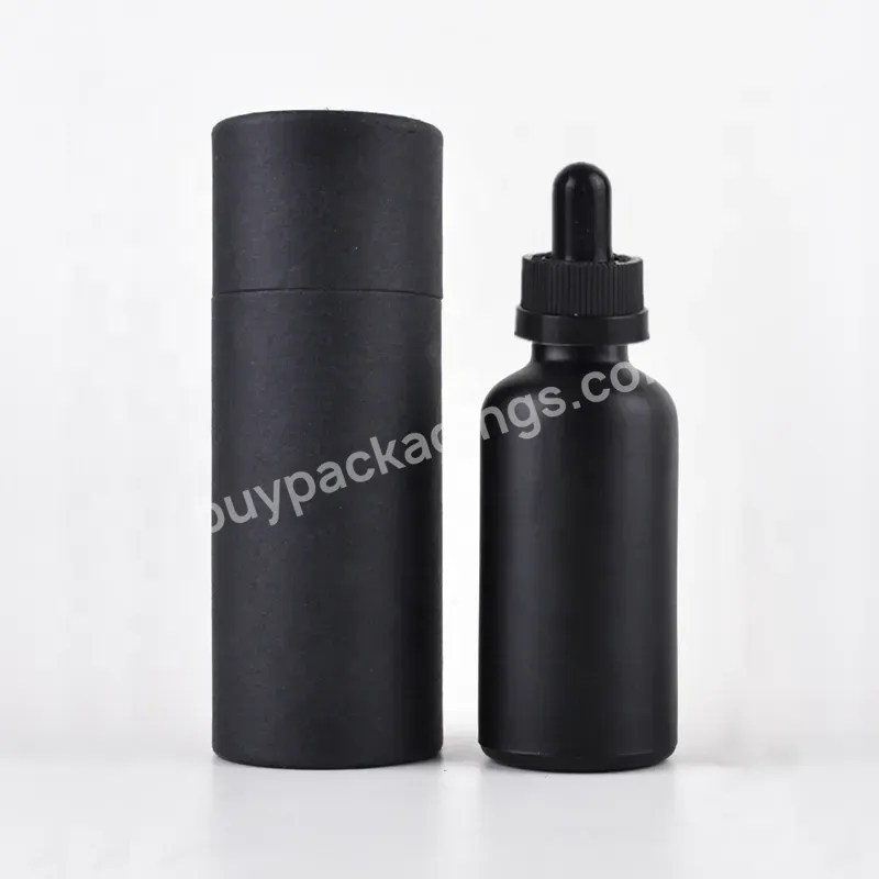 Best Selling 30ml Black Frosted Glass Essential Oil Bottle With Measurement Pipette And Paper Tube Packaging