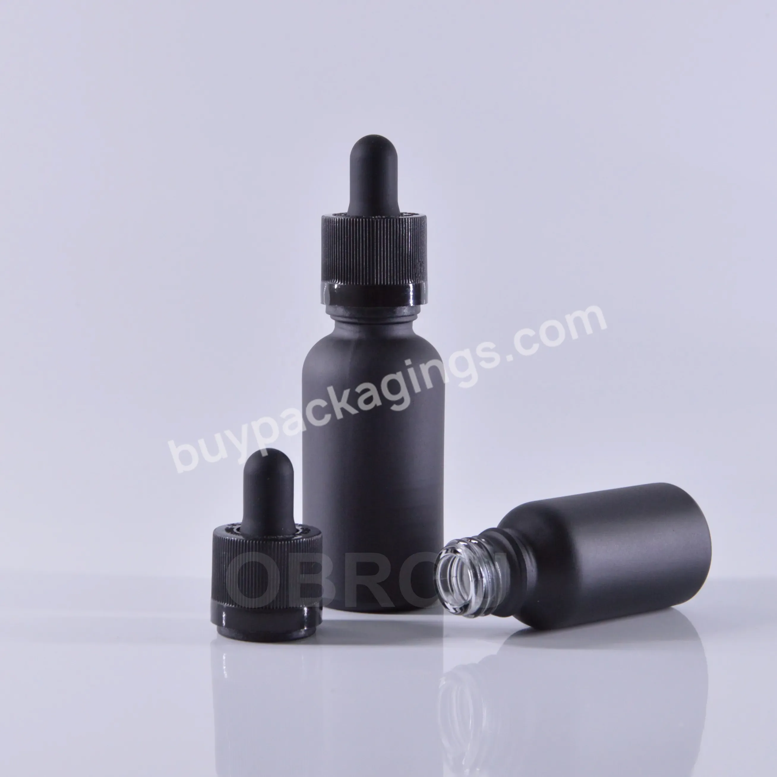 Best Selling 30ml Black Frosted Glass Essential Oil Bottle With Measurement Pipette And Paper Tube Packaging