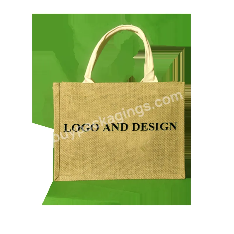 Best Selling Accept Custom Size Logo Print Plain Burlap Jute Tote Bag For Print Diy Art Craft