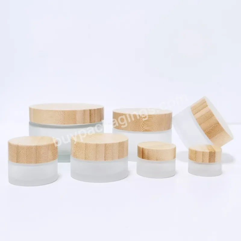 Best Selling Natural Packaging Wooden Bamboo Jars 5g 15g 30g 50g 100g 200g Clear Frosted Glass Jar With Bamboo Lid - Buy Glass Jars With Bamboo Wooden Lids,Glass Jar With Bamboo Lid,Glass Cream Jars.