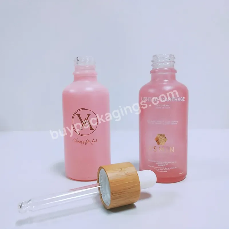 Best Selling Pink 30ml 50ml 100ml Round Serum Packaging Custom Painting Glass Essential Oil Dropper Bottle