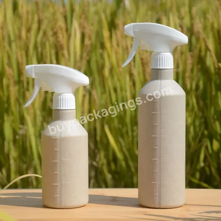 Best-selling Portable Pressure Bottle With Graduated Nozzle 300ml 500ml Wheat Straw Spray Bottle