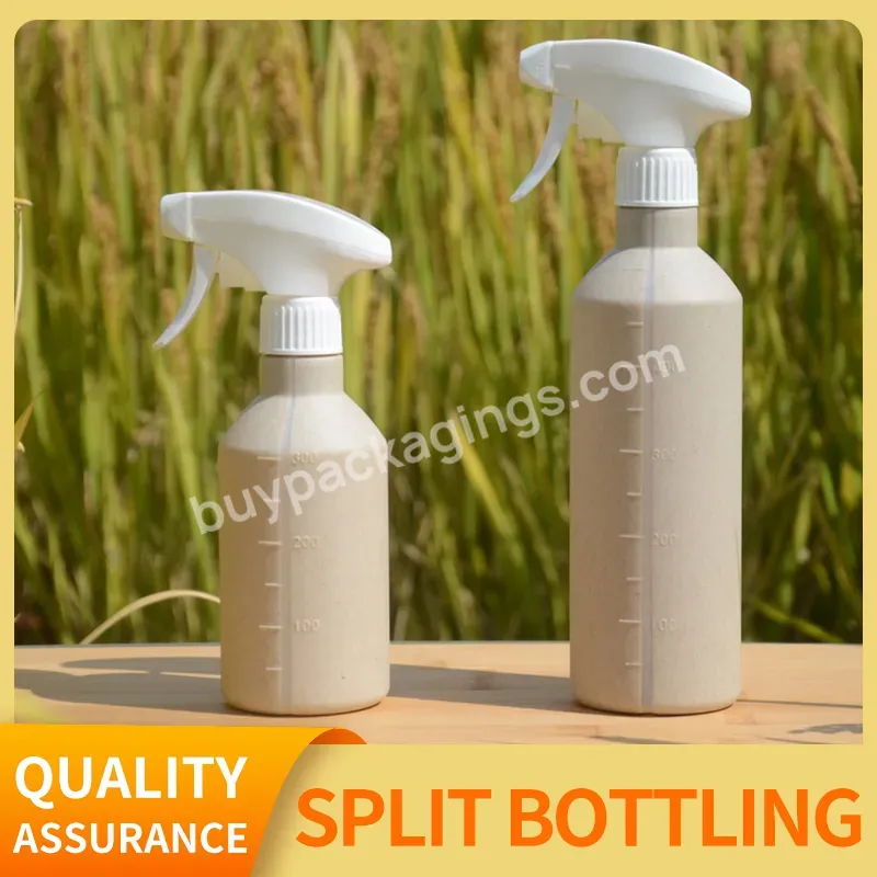 Best-selling Portable Pressure Bottle With Graduated Nozzle 300ml 500ml Wheat Straw Spray Bottle